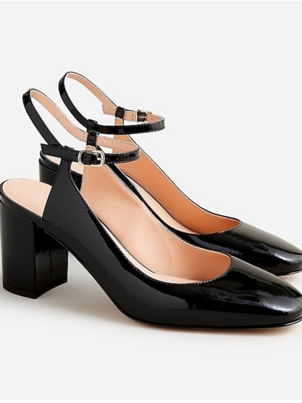 J. Crew Black Patent Leather Maisie Mary Jane Block Heel